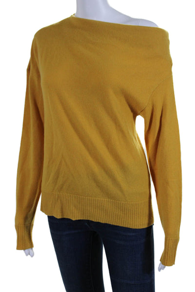 Halston Womens Long Sleeve Thick Knit Mock Neck Sweater Yellow Size XS