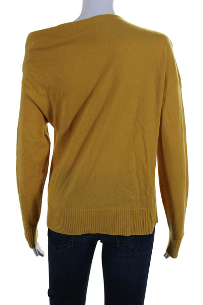 Halston Womens Long Sleeve Thick Knit Mock Neck Sweater Yellow Size XS