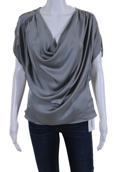 Ramy Brook Womens Short Sleeve Scoop Neck Lightweight Blouse Gray Size Small