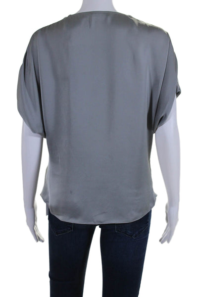 Ramy Brook Womens Short Sleeve Scoop Neck Lightweight Blouse Gray Size Small