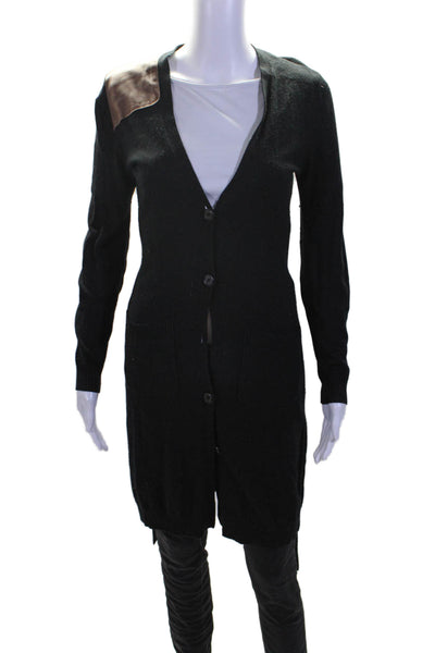 Lauren Ralph Lauren Womens Button Front V Neck Cardigan Sweater Black Size Small