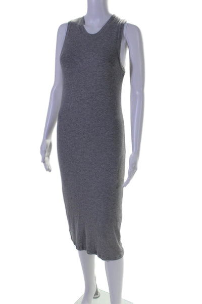 Goldie Womens Double Lined Sleeveless Ribbed Knit Maxi Dress Gray Size S