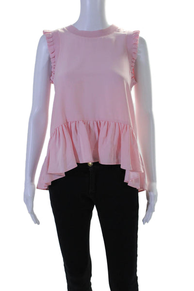 Cinq à Sept Womens Silk Sleeveless Ruffle Blouse Pink Size XS