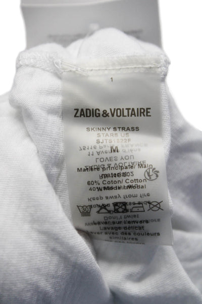 Zadig & Voltaire Womens Cotton Studded Short Sleeve T shirt White Size M