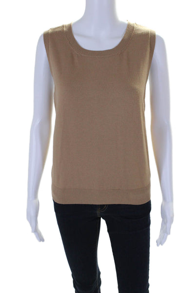 BCBGMAXAZRIA Womens Camel Crew Neck Sleeveless Sweater Vest Top Size L