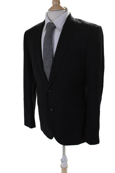 Trend Maxman Mens Wool Solid Black Two Button Long Sleeve Blazer Size 40R