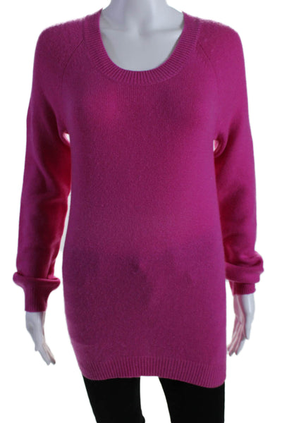 Derek Lam Womens Cashmere Knit Round Neck Pullover Sweater Top Pink Size S