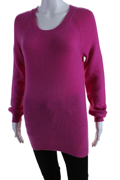 Derek Lam Womens Cashmere Knit Round Neck Pullover Sweater Top Pink Size S