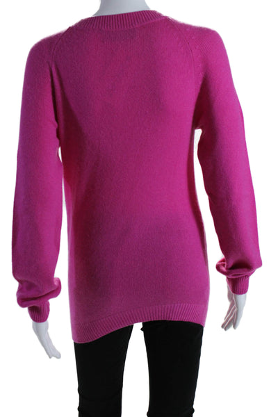 Derek Lam Womens Cashmere Knit Round Neck Pullover Sweater Top Pink Size S