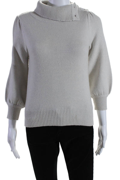 CO Womens Long Sleeve Ribbed Trim Turtleneck Sweater Gray Wool Size Extra Small