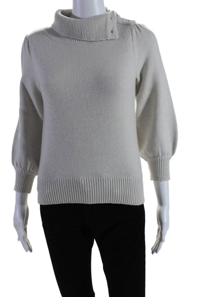 CO Womens Long Sleeve Ribbed Trim Turtleneck Sweater Gray Wool Size Extra Small