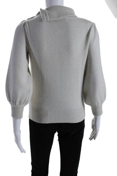 CO Womens Long Sleeve Ribbed Trim Turtleneck Sweater Gray Wool Size Extra Small