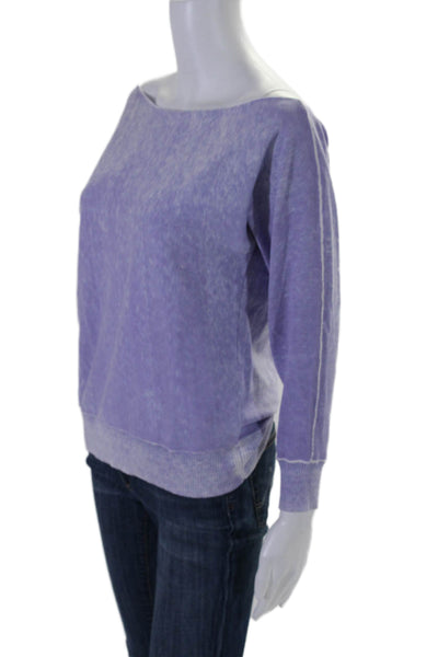 Minnie Rose Womens Cotton Thin Knit Boat Neck Long Sleeve Top Purple Size XS