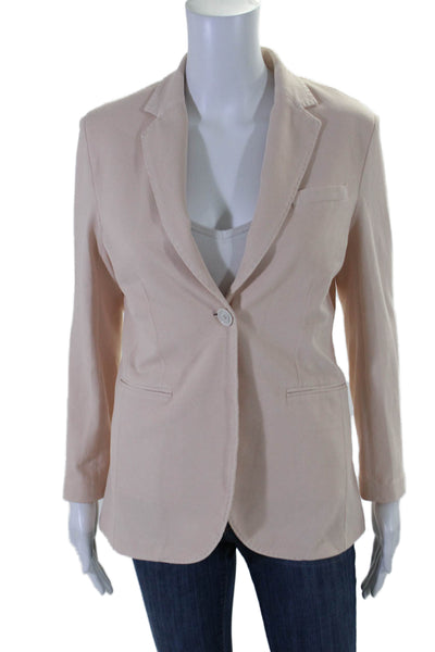 Circolo Womens Textured Notched Lapel One Button Blazer Jacket Pink Size 44