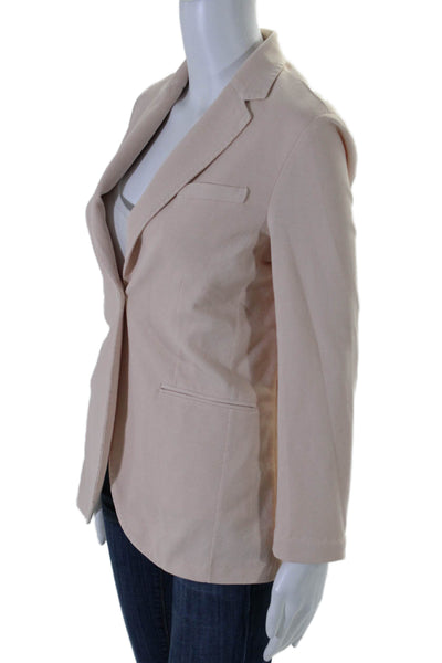 Circolo Womens Textured Notched Lapel One Button Blazer Jacket Pink Size 44