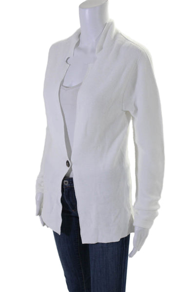 Peserico Womens Cotton Knit Long Sleeve V-Neck Blazer Cardigan White Size S