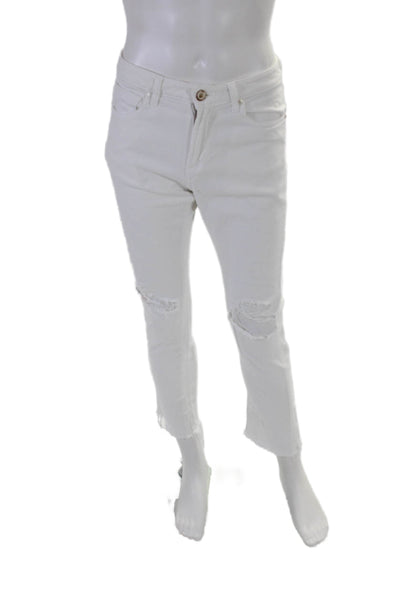 Monfrere Mens Zipper Fly Distressed Greyson Straight Leg Jeans White Size 30