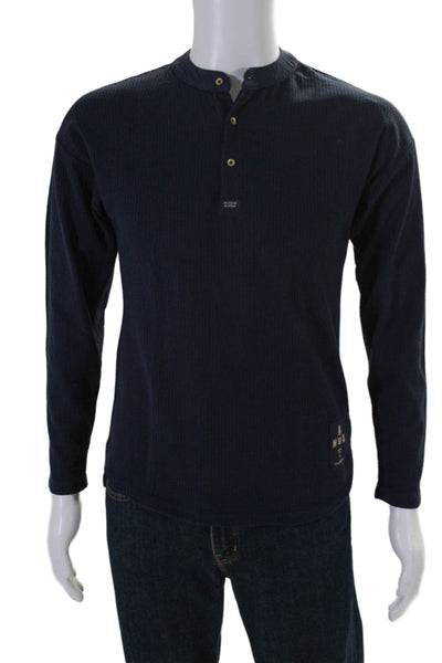 Scotch And Soda Boys Long Sleeve Crew Neck Logo Henley Shirt Navy Size 14