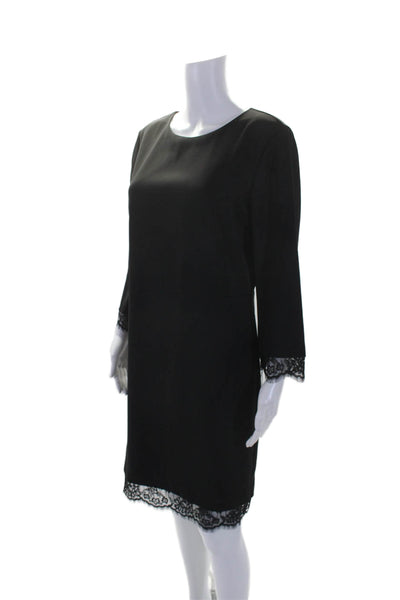 Marccain Womens Round Neck Lace Trimmed Darted Midi Sheath Dress Black Size 4