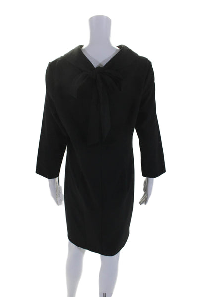 Estelle & Finn Womens Crepe Tied Neck Long Sleeve A-Line Midi Dress Black Size 6