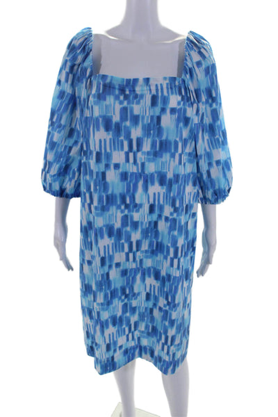 Marella Womens Cotton Cottage Spotted Off-the-Shoulder Midi Dress Blue Size 8