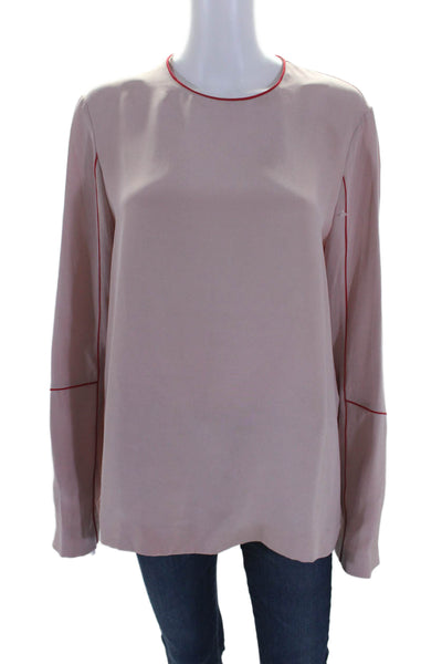 Stella McCartney Womens Silk Mauve Red Trim Long Sleeve Blouse Top Size 44