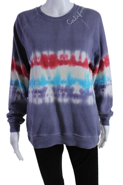 ISMBS Womens Round Neck California Tie Dyed Sweater Purple Multi Size XS