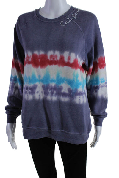 ISMBS Womens Round Neck California Tie Dyed Sweater Purple Multi Size XS