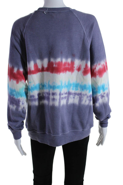 ISMBS Womens Round Neck California Tie Dyed Sweater Purple Multi Size XS