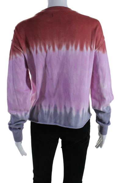 Spiritual Gangster Womens Pullover Scoop Neck Tie Dyed Sweater Pink Gray Small