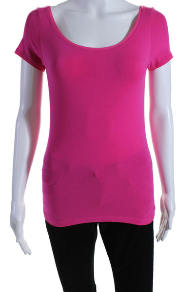 Tyler Boe Womens Cotton Perry Round Neck Short Sleeve Pullover Top Pink Size XS