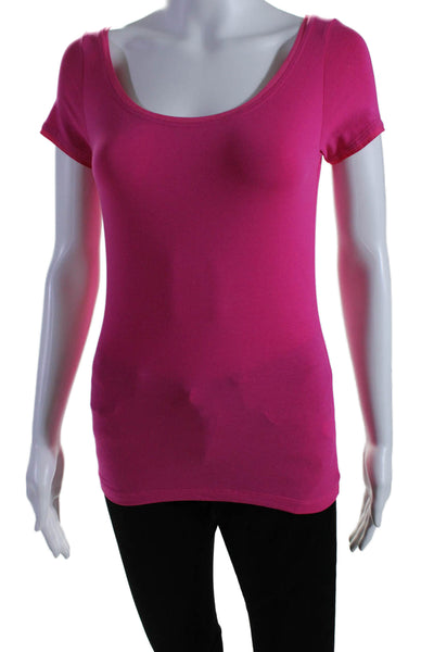 Tyler Boe Womens Cotton Perry Round Neck Short Sleeve Pullover Top Pink Size XS
