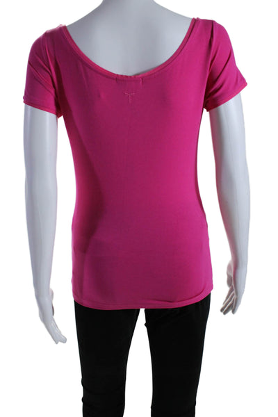 Tyler Boe Womens Cotton Perry Round Neck Short Sleeve Pullover Top Pink Size XS