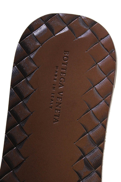 Bottega Veneta Womens Metallic Intrecciato Slide Sandals Brown Leather Size 37