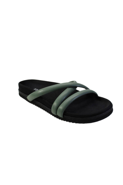 Roam Womens Strappy Slide Sandals Green Leather Size 37