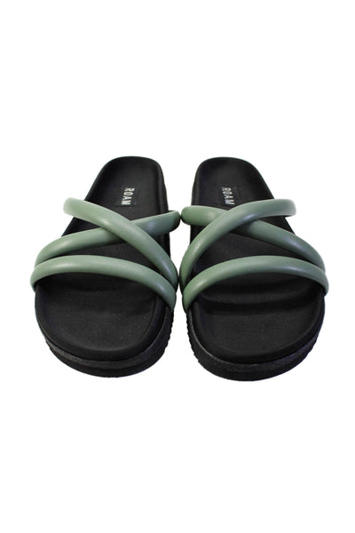 Roam Womens Strappy Slide Sandals Green Leather Size 37