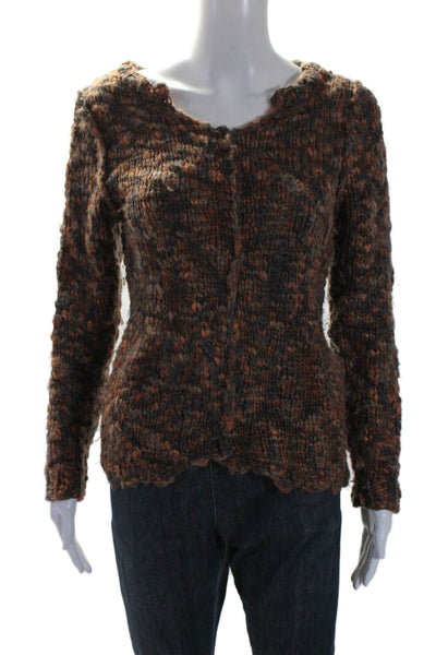 Chaser Womens Long Sleeve Lace Up Chunky Knit Sweater Brown Size S