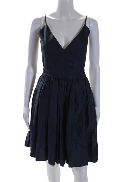 Contrarian Womens V Neck Sleeveless Fit To Flare Long Dress Blue Size 6