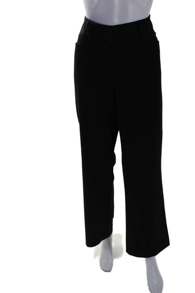 Tahari Womens Tapered Leg Flat Front Double Button Dress Pants Black Size 8 US