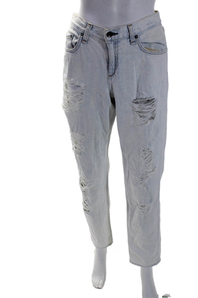 Rag & Bone Jean Womens Tapered Leg Distressed Light Wash Jeans White Size 29