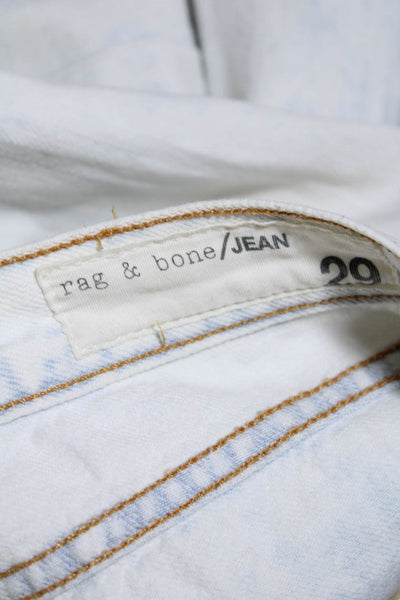 Rag & Bone Jean Womens Tapered Leg Distressed Light Wash Jeans White Size 29