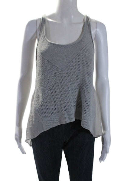 Elizabeth and James Womens Sleeveless Scoop Neck Knit Tank Top Gray Small