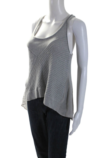 Elizabeth and James Womens Sleeveless Scoop Neck Knit Tank Top Gray Small