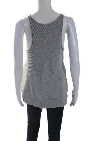 Elizabeth and James Womens Sleeveless Scoop Neck Knit Tank Top Gray Small