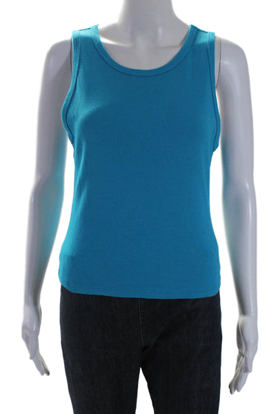 Michael Stars Womens Cotton Kendall Cropped Sleeveless Tank Top Blue Size OS