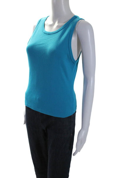 Michael Stars Womens Cotton Kendall Cropped Sleeveless Tank Top Blue Size OS