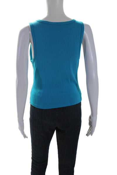 Michael Stars Womens Cotton Kendall Cropped Sleeveless Tank Top Blue Size OS