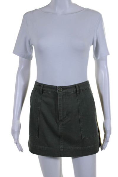 Le Superbe Womens Cotton Four Pocket Button Closure Mini Skirt Green Size 8
