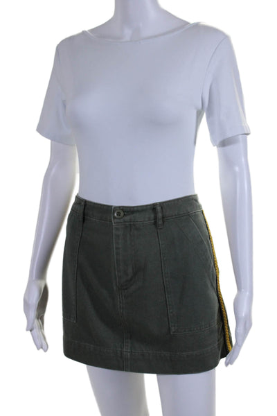 Le Superbe Womens Cotton Four Pocket Button Closure Mini Skirt Green Size 8
