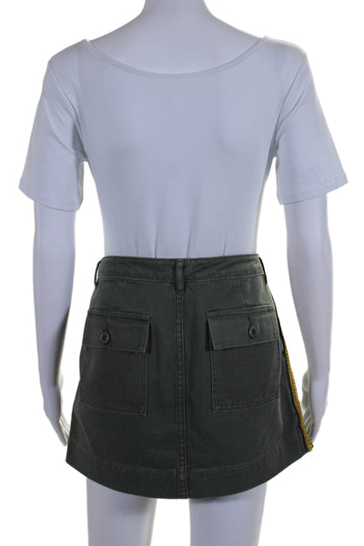 Le Superbe Womens Cotton Four Pocket Button Closure Mini Skirt Green Size 8